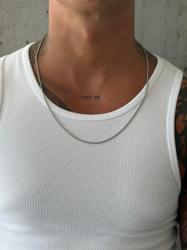 Erkek Minimal Box Zincir Kolye - Gümüş