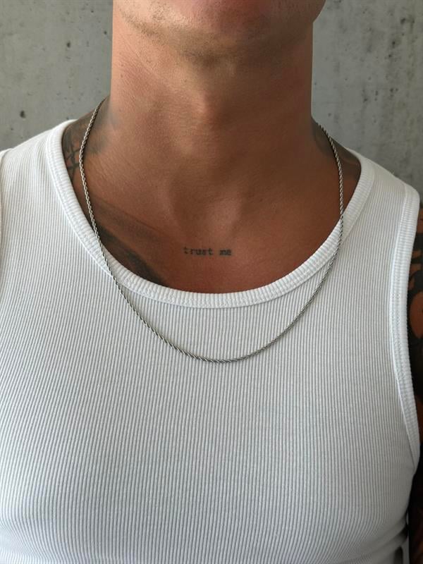 Erkek Minimal Box Zincir Kolye - Gümüş