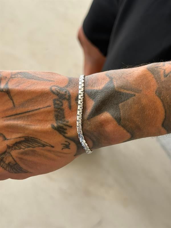 Erkek Minimal Düz Çelik Bileklik - Gümüş