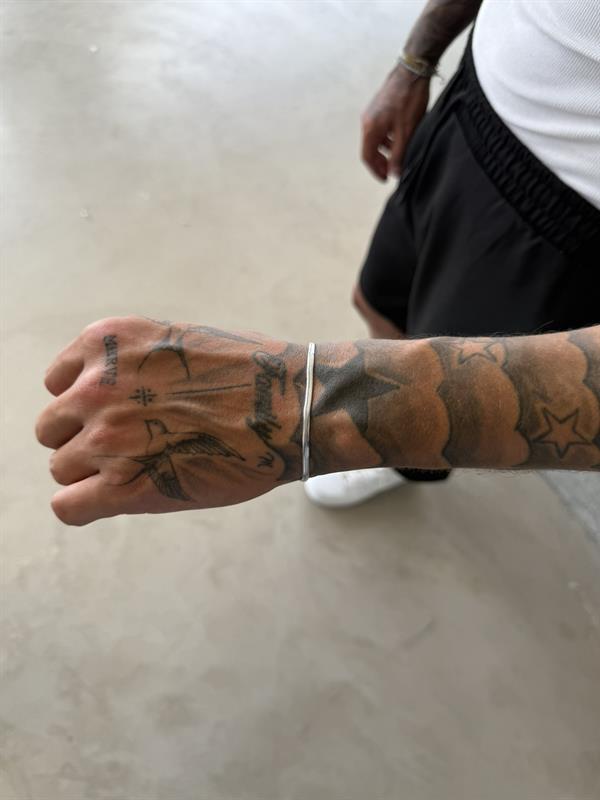 Erkek Minimal Düz Çelik Bileklik - Gümüş