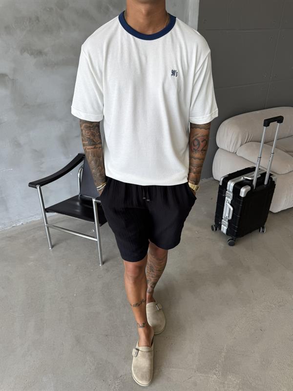 Erkek Oversize Basic 90s T-Shirt - Beyaz