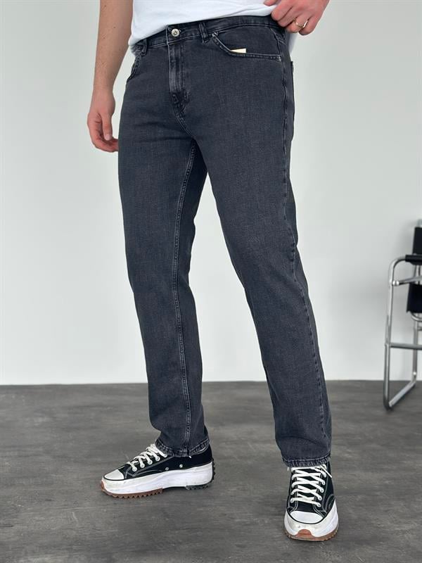 Erkek Regular Fit Yıkamalı Jean Pantolon Antrasit