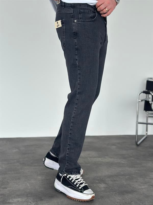 Erkek Regular Fit Yıkamalı Jean Pantolon Antrasit