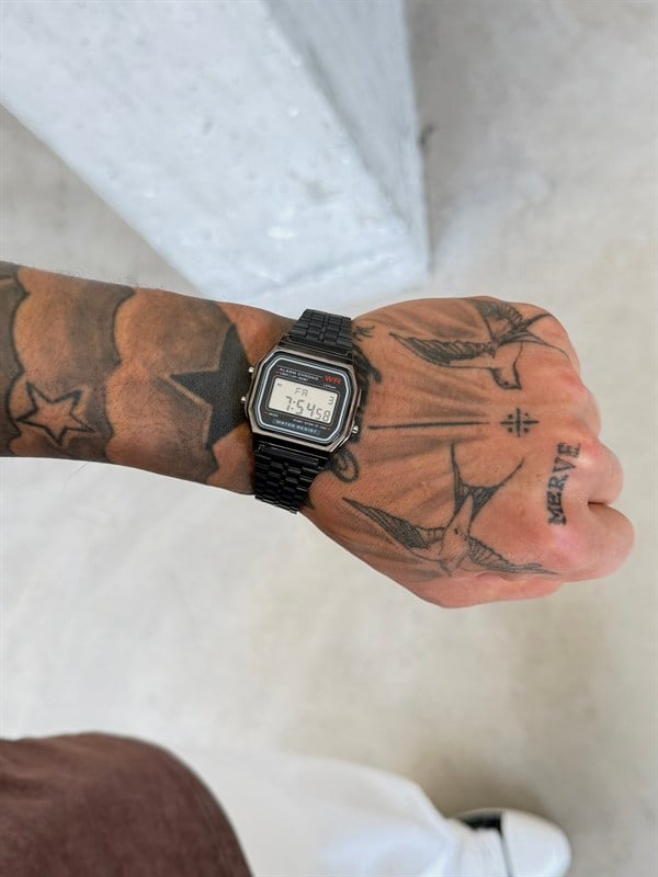 Erkek Retro Dijital Erkek Kol Saati -  Siyah