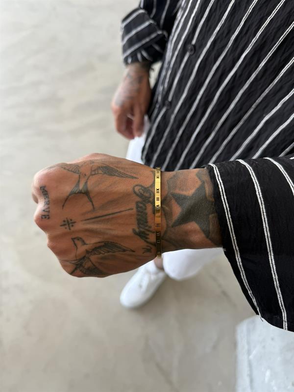 Erkek Roma Rakamlı Bileklik - Altın