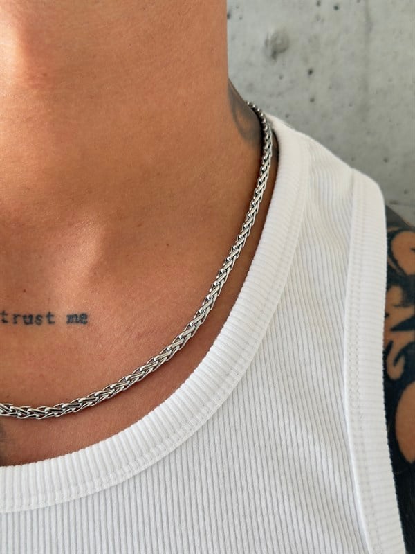 Erkek Rope Zincir Kolye - Gümüş