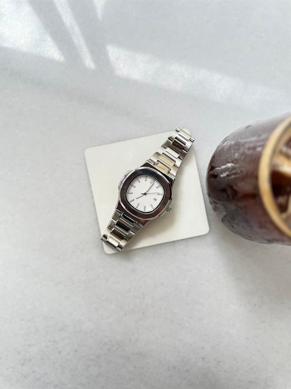 Erkek Silver Dawn Çelik Tasarım Saat - Beyaz