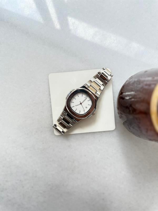 Erkek Silver Dawn Çelik Tasarım Saat - Beyaz