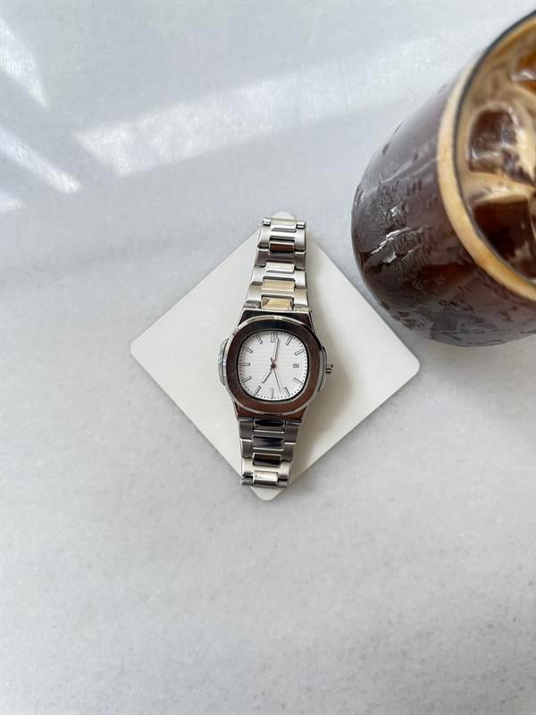 Erkek Silver Dawn Çelik Tasarım Saat - Beyaz