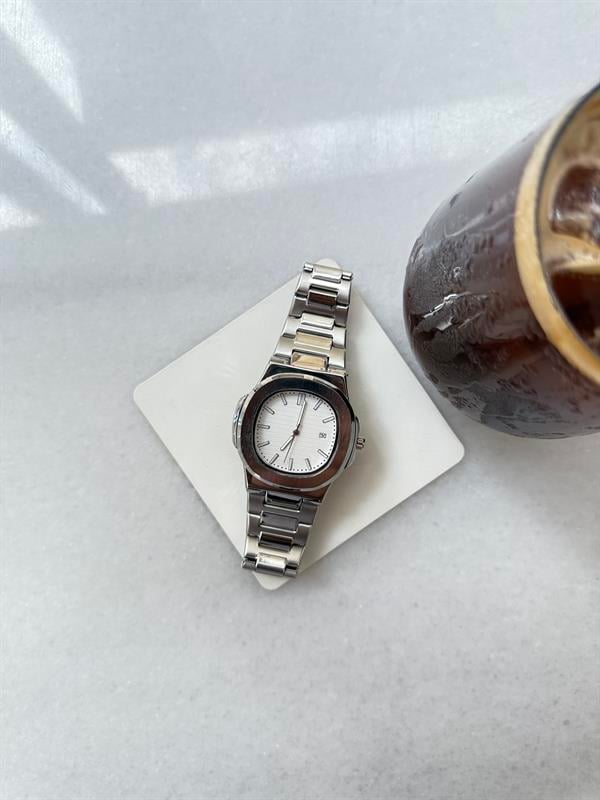 Erkek Silver Dawn Çelik Tasarım Saat - Beyaz