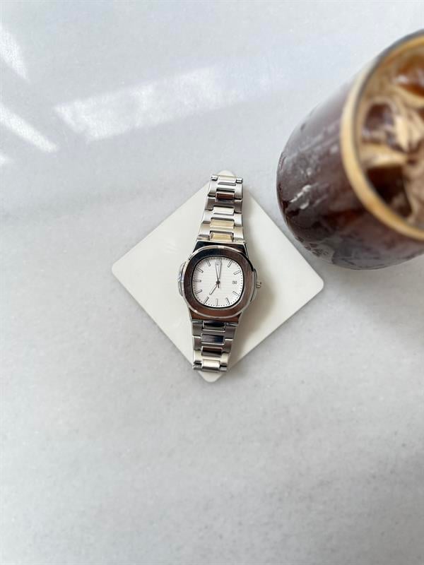 Erkek Silver Dawn Çelik Tasarım Saat - Beyaz