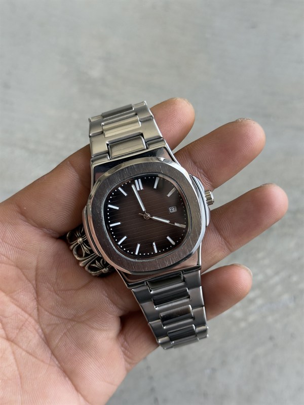 Erkek Silver Dawn Çelik Tasarım Saat - Kahve