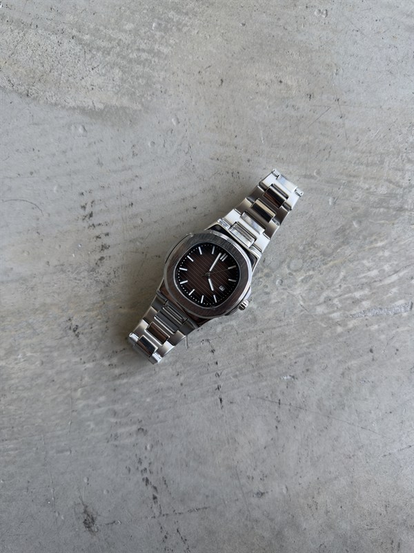 Erkek Silver Dawn Çelik Tasarım Saat - Kahve