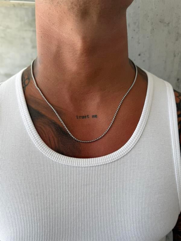 Erkek Slim Cuban Zincir Kolye - Gümüş