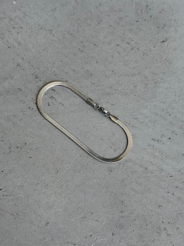 Erkek Yassı Snake Bileklik - Gümüş