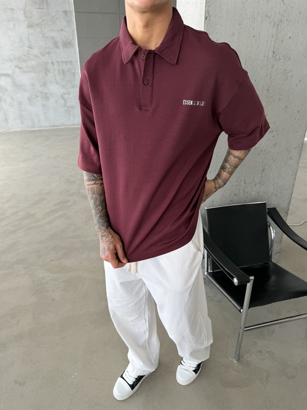 Essence Of Life Premium Polo Yaka - T-Shirt - Bordo