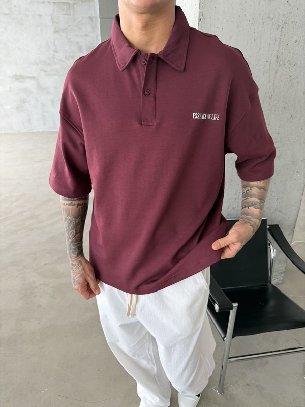 Essence Of Life Premium Polo Yaka - T-Shirt - Bordo