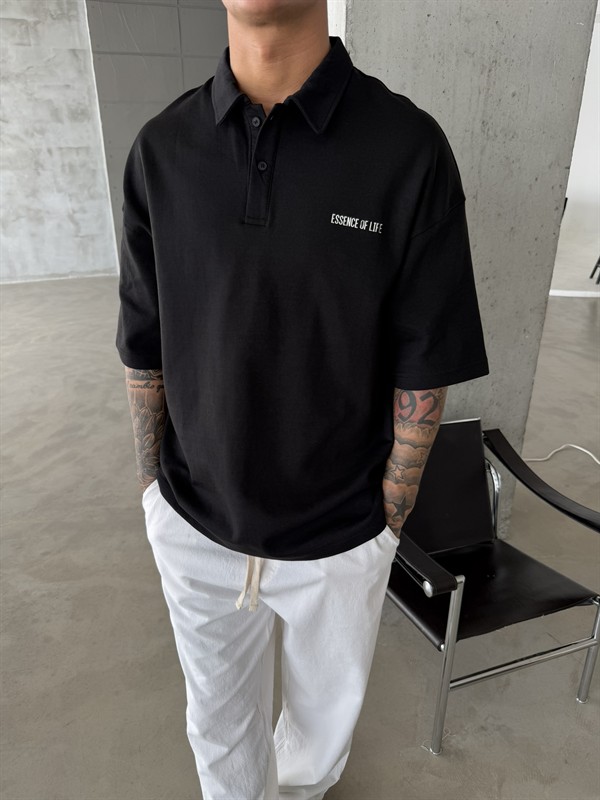 Essence Of Life Premium Polo Yaka - T-Shirt - Siyah