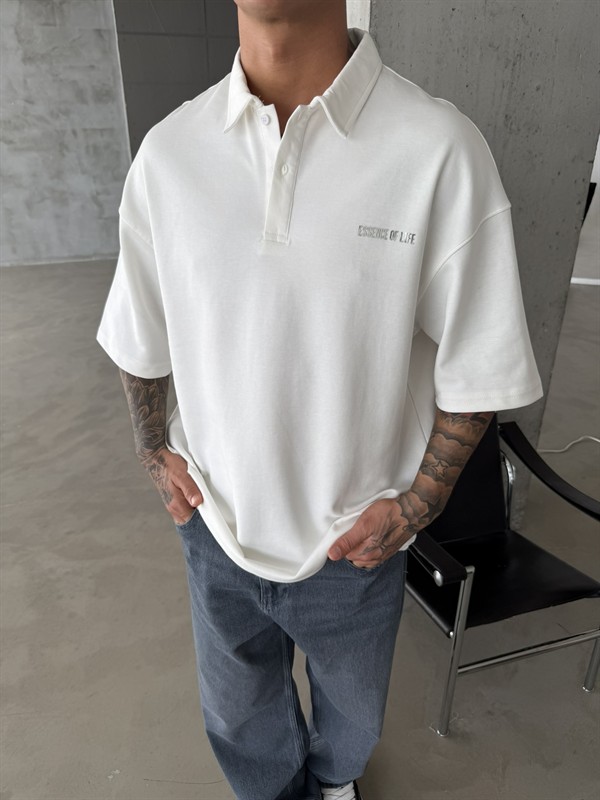 Essence Of Life Premium Polo Yaka - T-Shirt - Beyaz