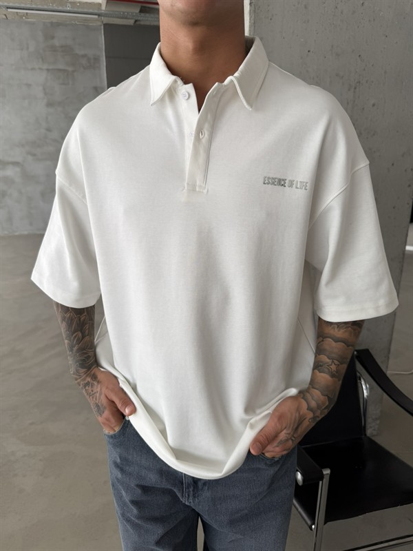 Essence Of Life Premium Polo Yaka - T-Shirt - Beyaz