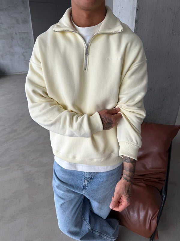 Essence Yarım Fermuar Sweat - Sarı