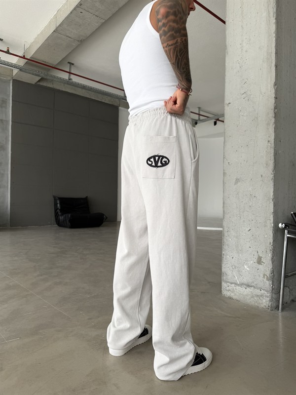 Essence Yıkamalı Premium Nakışlı Eşofman - Gri