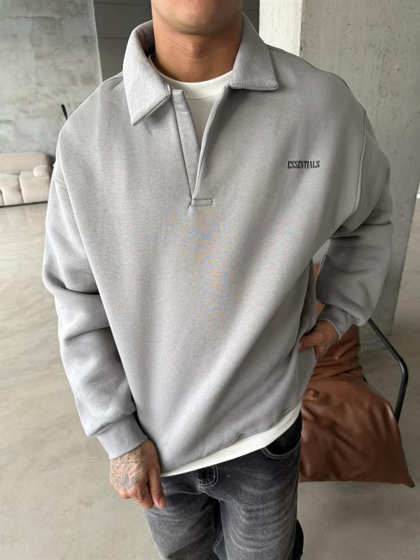 Essetıals Basic Polo Sweat - Gri