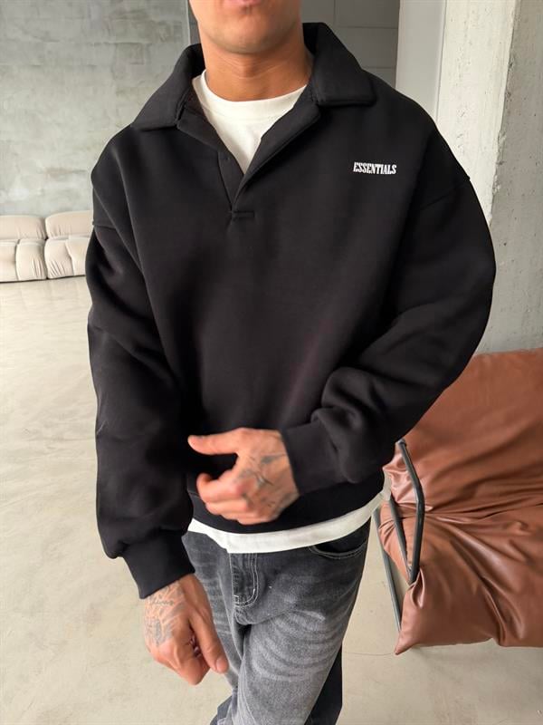 Essetıals Basic Polo Sweat - Siyah