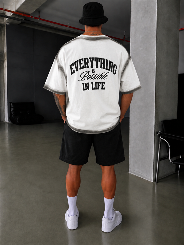 Everything  Spreyli Oversize T-Shirt  - Beyaz
