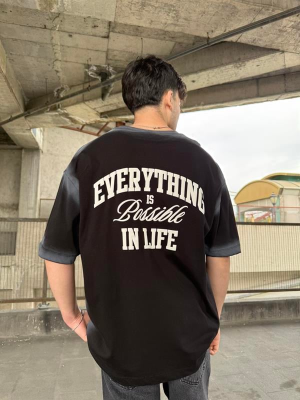 Everything  Spreyli Oversize T-Shirt  - Siyah