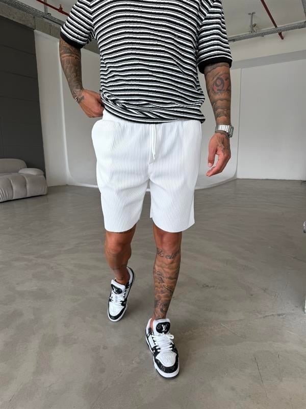 Fitilli Premium Basic Şort - Beyaz