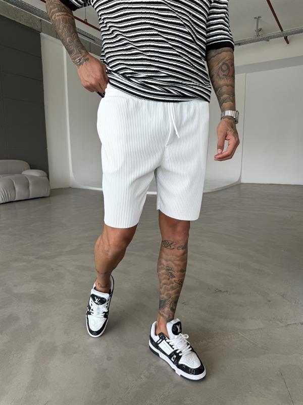 Fitilli Premium Basic Şort - Beyaz