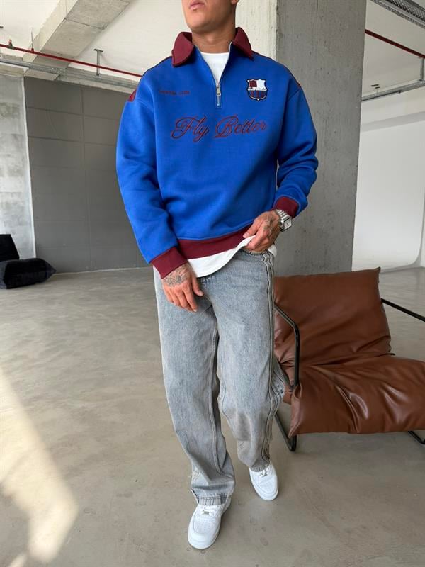 Fly Better Yarım Fermuar Sweat - Bordo