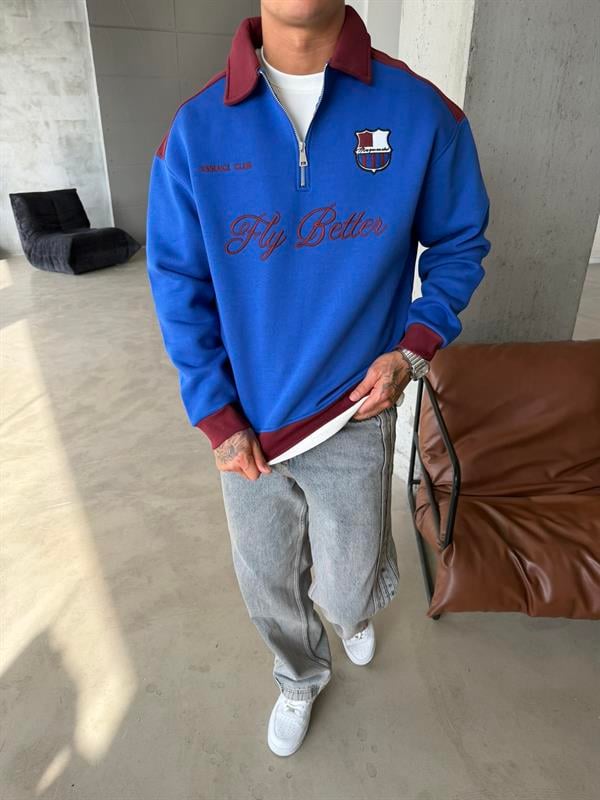 Fly Better Yarım Fermuar Sweat - Bordo