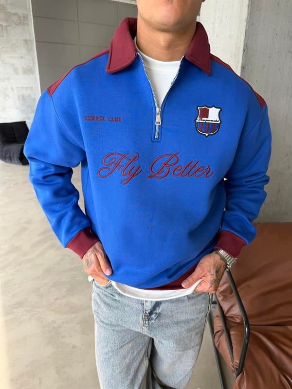 Fly Better Yarım Fermuar Sweat - Bordo