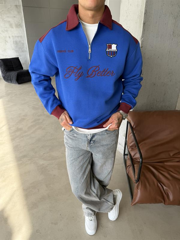 Fly Better Yarım Fermuar Sweat - Bordo