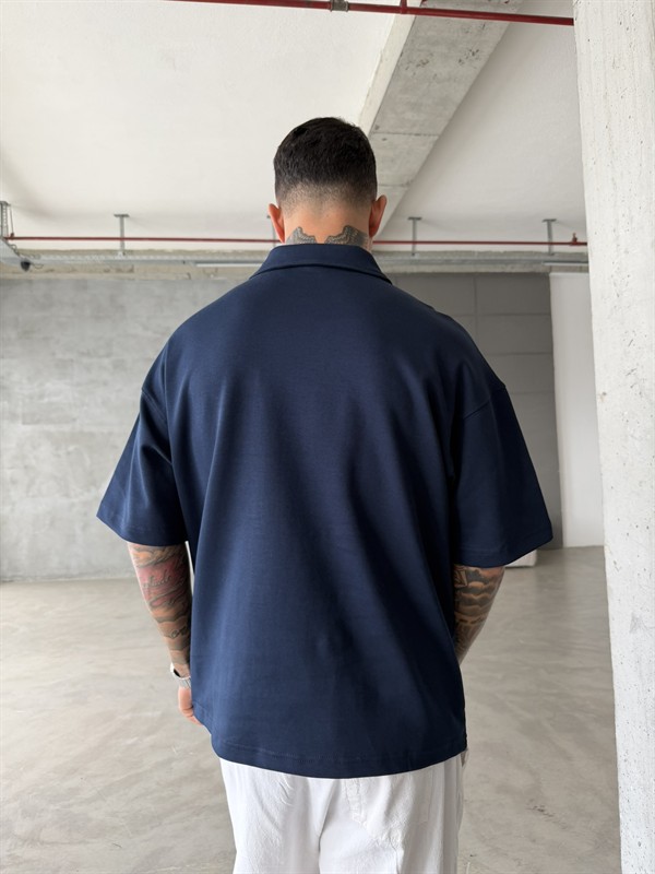 Forget The Future Nakışlı Basic Polo Yaka - Lacivert