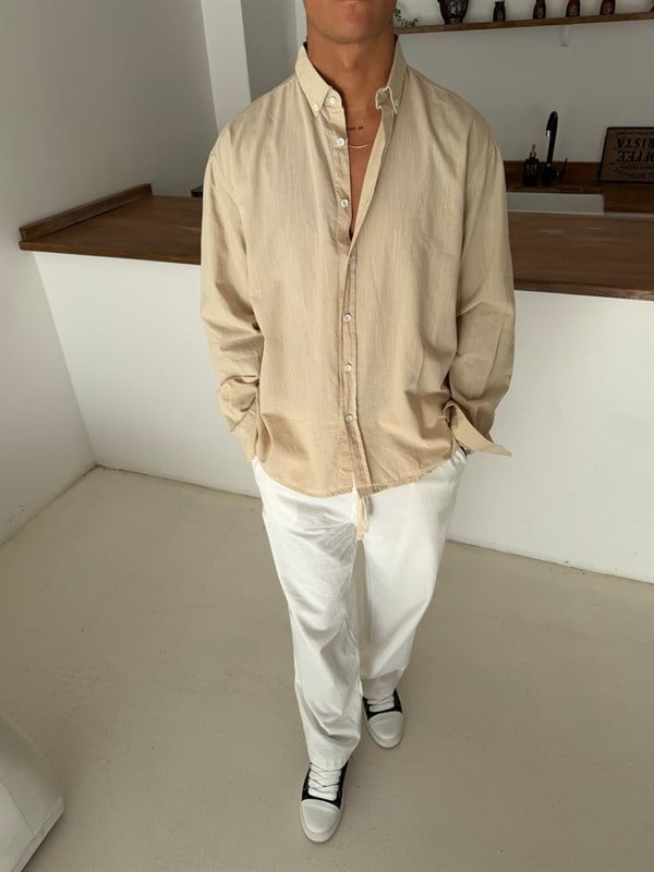 Fresh Keten Gömlek - Bej