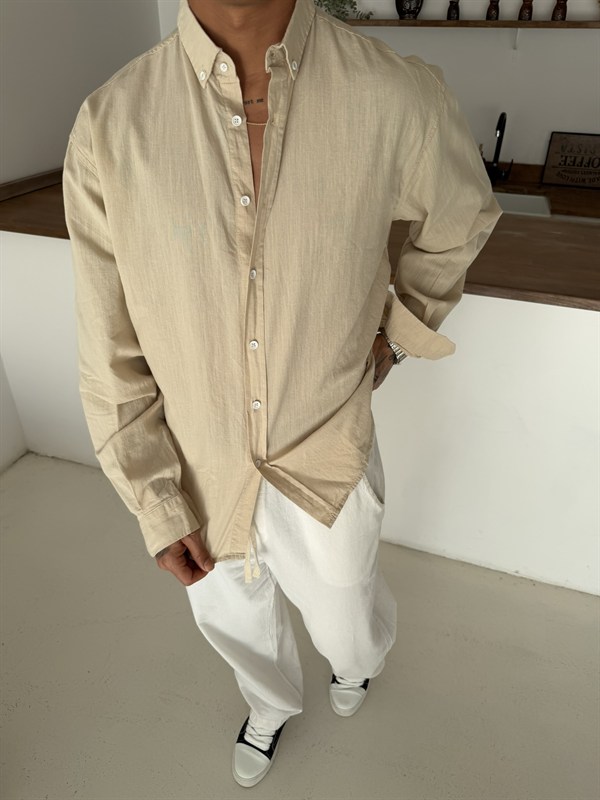 Fresh Keten Gömlek - Bej