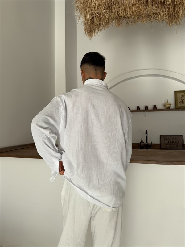 Fresh Keten Gömlek - Beyaz