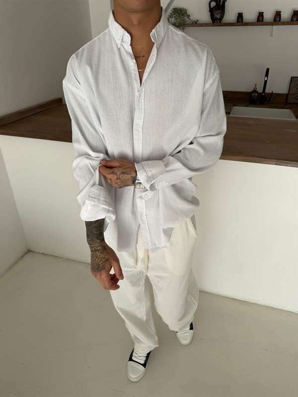 Fresh Keten Gömlek - Beyaz