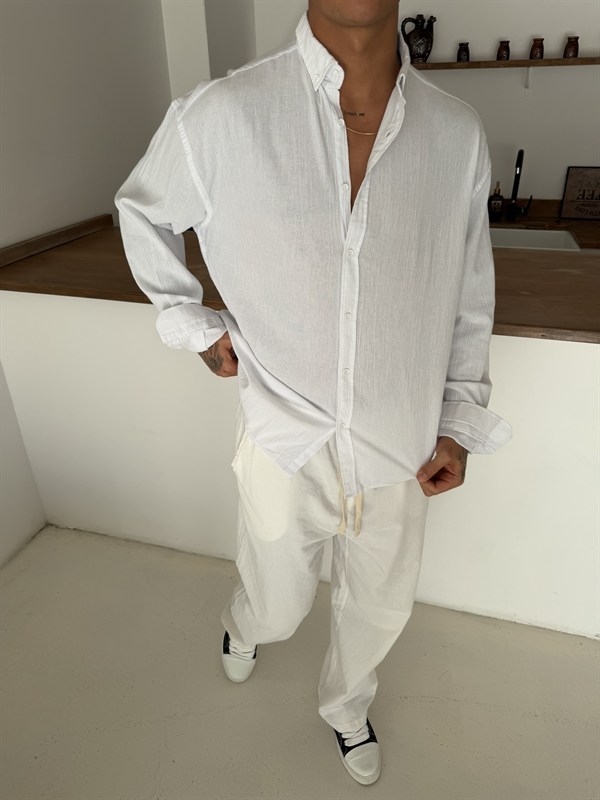 Fresh Keten Gömlek - Beyaz