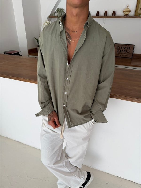 Fresh Keten Gömlek - Haki