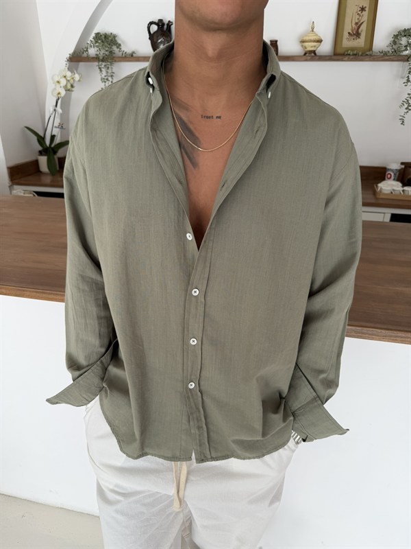 Fresh Keten Gömlek - Haki