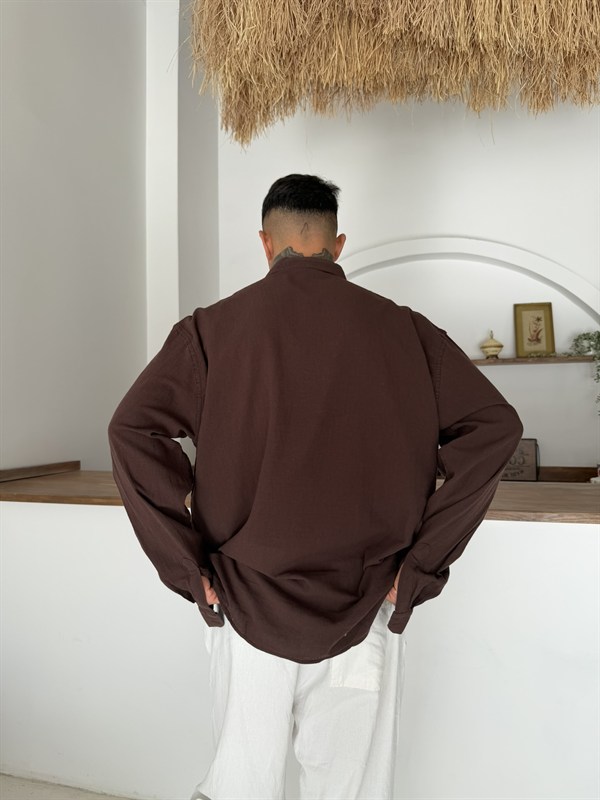 Fresh Keten Gömlek - Kahve