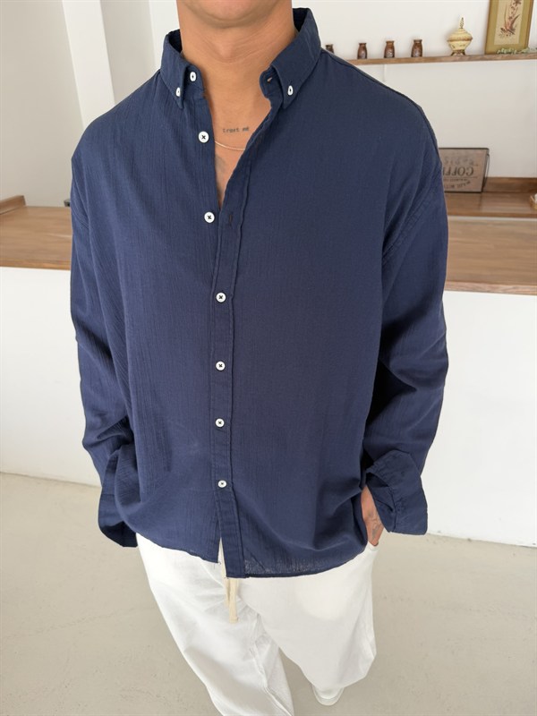 Fresh Keten Gömlek - Lacivert