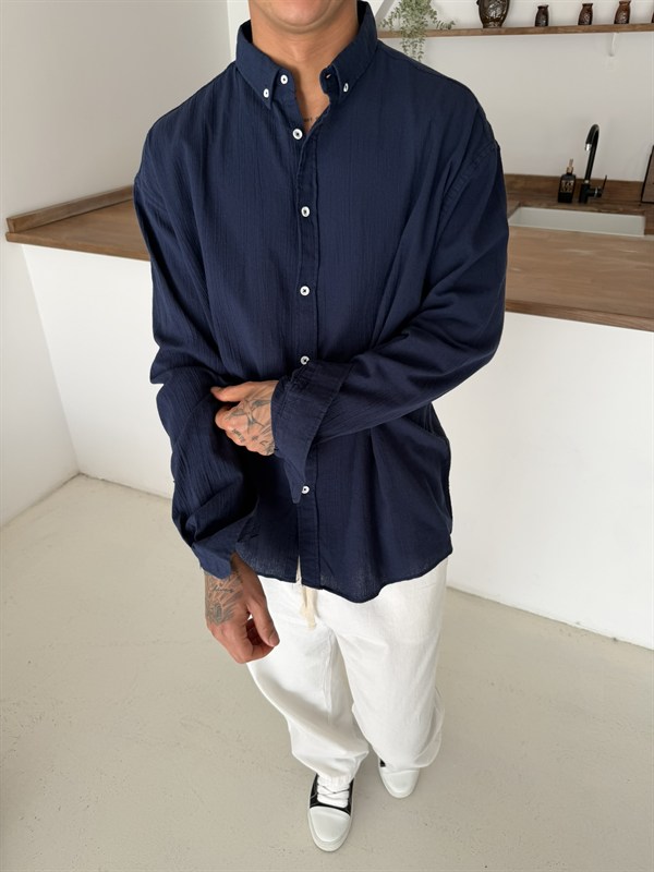 Fresh Keten Gömlek - Lacivert