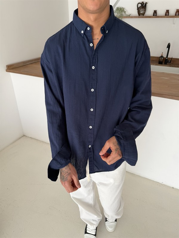 Fresh Keten Gömlek - Lacivert
