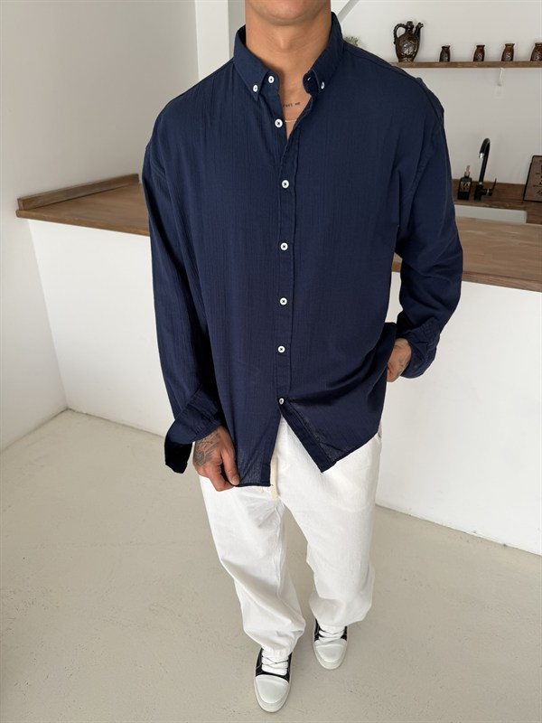 Fresh Keten Gömlek - Lacivert