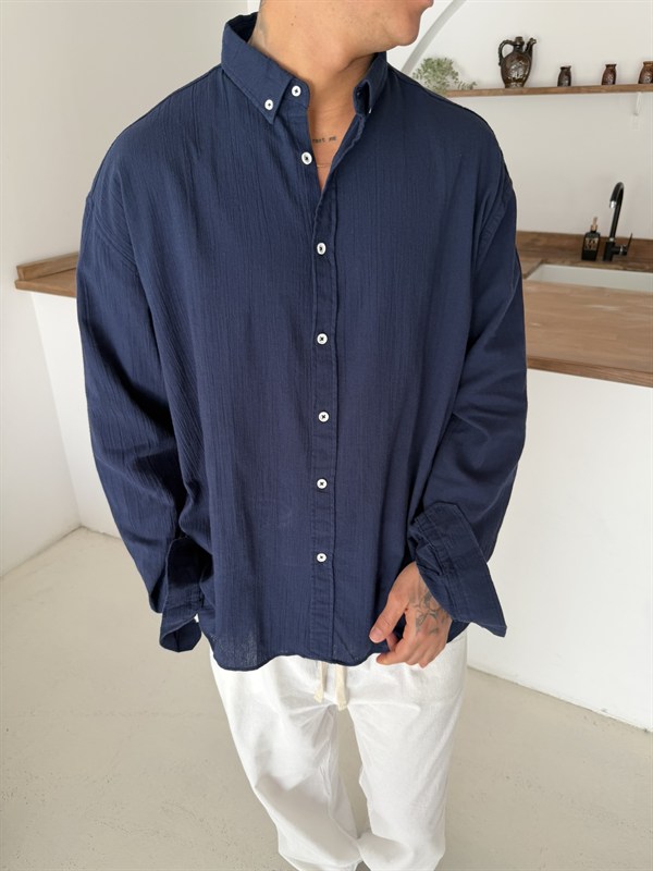 Fresh Keten Gömlek - Lacivert